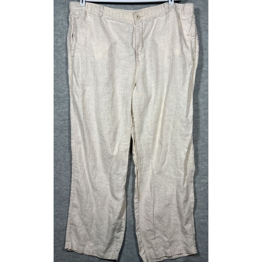 Tommy Bahama Mens Pants‎ 1XB Beige 100% Linen Relax Beach Elastic Drawstring
